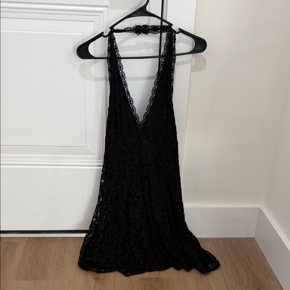 Kimchi Black Lace Halter Mini Dress